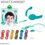 ONANOFF BuddyPhones Connect, Volume-Limiting Kids Headphones, Foldable and Durable, Built-in Audio Sharing Cable with in-Line Mic, Best for Kindle, iPad, iPhone and Android Devices, Green