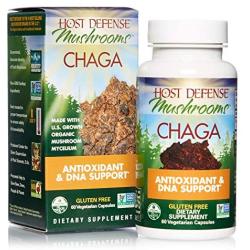 Host Defense, Chaga Capsules, Antioxidant and DNA Support, Daily Mushroom Supplement, Vegan, Organic, 60 Capsules (30 Servings)