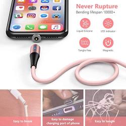 Melonboy Magnetic Charging Cable(2 Pack, 3.3ft/6.6ft), Soft & Tangle-Free Liquid Silicone Cable, 3 in 1 Magnetic Phone Charger Cable Compatible with Type-C, Micro USB and iProduct Devices - Pink