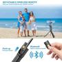 Selfie Stick Phone Tripod Stand - Portable Cellphone Tripod with Bluetooth Remote & Fill Light, Lightweight Smartphone Tripod for iPhone & Android Phone, Extendable to 27.6