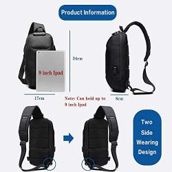 OZUKO Sling Backpack USB Anti-Theft MenS Chest Bag Casual Shoulder Bag