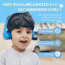 Picun Kids Bluetooth Headphones Safe Volume Limited 85dB 15 Hours Play Time Foldable Stereo Sound Headsets with Mic Wireless Headphones for Boys Children Computer Cell Phones Tablet School Game(Blue)