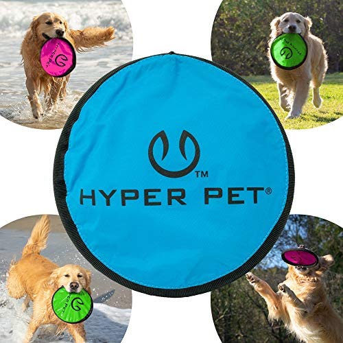 Hyper Pet Flippy Flopper Dog Frisbee Interactive Dog Toys [Flying Disc Dog Fetch Toy – Floats in Water & Safe on Teeth] (Colors Will Vary)