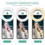 (2020 New) Selfie Ring Light, LED Circle Light, 3 Lighting Modes, Adjustable Brightness Rechargeable Clip on Fill Light, for iPhone, Android iPad Photography, Yotube Video, Make up(White)