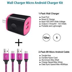 Charger Block, Phone Charger Box with Fast Charging Micro USB Cable 6FT Android Cord Compatible for Motorola Moto E 2020,G6 Play,G5S Plus,G5S,G5 Plus,G4 G3 E5 E4 E6,E5 Play/Cruise/Supra,Samsung S7 S6