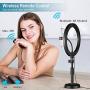 NovoLido 10.2" LED Selfie Ring Light with Desktop Stand Adjustable & Phone Holder for Makeup/Live Stream/YouTube Video/Photography, 3 Color Modes & 10 Brightness, Bluetooth Remote, 360° Rotation