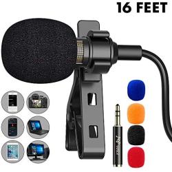 PoP voice 16 Feet Single Head Lavalier Lapel Microphone Omnidirectional Condenser Mic for iPhone Android & Windows Smartphones, YouTube, Interview, Studio, Video Recording, Noise Cancelling Mic