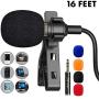 PoP voice 16 Feet Single Head Lavalier Lapel Microphone Omnidirectional Condenser Mic for iPhone Android & Windows Smartphones, YouTube, Interview, Studio, Video Recording, Noise Cancelling Mic