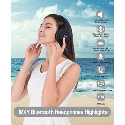 Over Ear Bluetooth Headphones, WXY Wireless Headset V5.0 with Built-in Mic, Micro TF, FM Radio, Soft Earmuffs & Lightweight for iPhone/Samsung/PC/TV/Travel(Black)