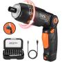 TACKLIFE Cordless Screwdriver, 3.6V 2.0Ah Electric Screwdriver Rechargeable, Adjustable 3 Position Handle, 31pcs Screwdriver Bits, 6 Torque Setting, 1 N.m to 4 N.m, Front&Rear Light, SDH13DC