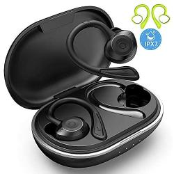 Muzili G4 Wireless Earbuds, [2020 Upgraded] Bluetooth 5.0 in-Ear Bluetooth Headphones, Immersive Bass Sound,36H Playtime,IPX7 Waterproof Sport Earbuds with Mic & Ear Hooks & Charging Case (G4-20)