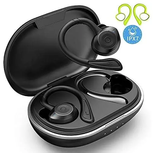 Muzili G4 Wireless Earbuds, [2020 Upgraded] Bluetooth 5.0 in-Ear Bluetooth Headphones, Immersive Bass Sound,36H Playtime,IPX7 Waterproof Sport Earbuds with Mic & Ear Hooks & Charging Case (G4-20)