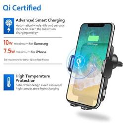 Qi Wireless Charger Car Mount - Corehan Automatic Clamping Car Fast Wireless Charger with Air Vent Phone Holder Dashboard Cell Phone Holder & Car Charger, Compatible with iPhone Galaxy Phone