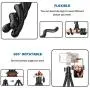 Phone Tripod, Portable Cell Phone Camera Tripod Stand with Wireless Remote, Flexible Tripod Stand for Selfies/Vlogging/Streaming/Photography Compatible with iPhone, Android Phone, Sports Camera GoPro