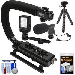 Vidpro VB-12 Stabilizer Hand Grip for DSLR Cameras, Video Camcorders & Action Cameras with Microphone + Flex Tripod + Kit