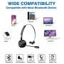 Bluetooth Headset, Angteela V5.0 Business Wireless Headset with Boom Mic, Suitable for Cell Phone/Tablet/Computer, Over The Head Hands Free Headset for Call Center/Office/Truck Driver (BH-M97)