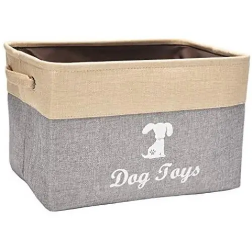 Morezi Canvas Pet Toy and Accessory Storage Bin, Basket Chest Organizer - Perfect for Organizing Pet Toys, Blankets, Leashes and Food