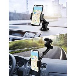 Mpow Dashboard Car Phone Mount, One-Touch Design Washable Strong Suction Cup Windshield Car Phone Holder Compatible with iPhone 11 Pro Max/XS Max/XR/X/8/7/6 Plus Etc