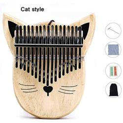 Kalimba 17 Keys Portable Thumb Piano Finger Piano Knock Piano Musical Instrument with Tuning Hammer & Piano Bag (cat)