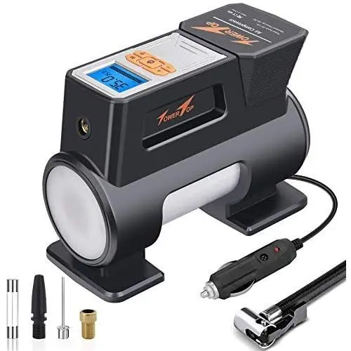 Tire Inflator Air Compressor, Portable 12V DC Air Pump with Digital LCD Display,150 PSI Tire Pump with Auto Shut Off and 3 Modes LED Light for Car Tires, Truck, Motorcycle, Bicycle