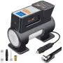 Tire Inflator Air Compressor, Portable 12V DC Air Pump with Digital LCD Display,150 PSI Tire Pump with Auto Shut Off and 3 Modes LED Light for Car Tires, Truck, Motorcycle, Bicycle