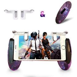 Mobile Game Controller Android Gamepad Phone Aim Controller Fight Joystick for iOS Joypad Phone Work with Phone Case (Phone Triggers and Star Game Handle, Clip)