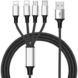 Multi Charger Cable ThinkANT 5FT Nylon Braided Universal 4 in 1 Multiple USB Charging Cord Adapter with 8Pin Plug x2/Type-c/Micro USB Port Connectors for Mobile Phones Tablets and More