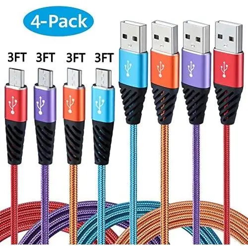 Android Charger Cable 3FT 4-Pack,Nylon Braided Micro USB Cable Cell Phone Charger Android Fast Charging Cord Compatible with Samsung Galaxy S6 S7 Edge J3 J7,LG,HTC,Motorola,Sony,Xbox,PS4,Bynccea Android Charger Cable 3FT 4-Pack,Nylon Braided Micro USB Cable Cell Phone Charger Android Fast Charging Cord Compatible with Samsung Galaxy S6 S7 Edge J3 J7,LG,HTC,Motorola,Sony,Xbox,PS4,Bynccea
