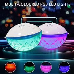 Bluetooth Speakers with Colorful Lights, Portable Speaker IPX7 Waterproof Floatable, Built-in Mic,Crystal Clear Stereo Sound Speakers Bluetooth Wireless 50ft Range for Home Shower Outdoors Pool Travel