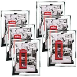 Schliersee 5x7 Glass Picture Frames Desktop Display Multi Mirror Edge Bulk Photo Frame Set, 6 Pack