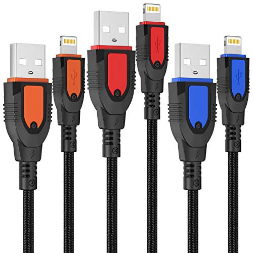iPhone Charger Cable 10FT, 3Pack 10FT/3M Lightning Cable Durable Nylon Braided Fast iPhone Charging Cable Cord Compatible with iPhone 11 Pro Max XS XR X 8 7 6 Plus 5, iPad, IOS