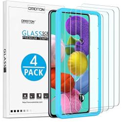 OMOTON [4 Pack] Samsung Galaxy A51 Screen Protector, Easy Installation/Scratch Resistant/Bubble Free/Tempered Glass Screen Protector for Samsung Galaxy A51