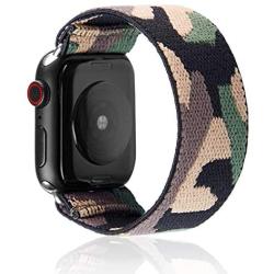 Elastic Band Compatible for Apple Watch, Scrunchie Stretch Wristbands Replacement Bracelet Loop Sport Strap for iWatch Series 1 2 3 4 5, Women Girls, Camo Green, 38/40mm