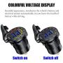 LiDiVi [Upgraded Version] Quick Charge 3.0 Dual USB Car Charger Socket with Colorful Voltmeter & ON/Off Switch, 12V USB Outlet for Car Marine Boat Motorcycle ATV Bus Truck and More - Black