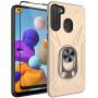 Oleaders for Galaxy A21 Case with Tempered Glass Screen Protector, Rotatable Metal Ring Holder Compatible with Magnetic Car Kickstand Case for Samsung Galaxy A21 - Gold