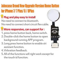 Johncase Home Button Main Key Flex Ribbon Cable Assembly Replacement Part Compatible for iPhone 7/7 Plus and 8/8 Plus All Carriers (Silver)