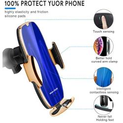 Wireless Car Charger Phone Mount, TopWan 7.5/10W Qi Fast Car Charging Auto-Clamping Car Wireless Charger Air Vent Mount, Compatible iPhone X/11 Series, Galaxy Note10/S Series, All Smartphone
