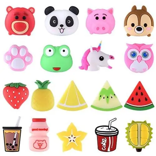 TUPARKA 18 Pcs Cable Protector for iPhone Charging Cable, Plastic Cute Fruit Drink Bottle Animal Unicorn Charging Cable Saver, USB Cable Saver Phone Accessory Protect Charger Cable TUPARKA 18 Pcs Cable Protector for iPhone Charging Cable, Plastic Cute Fruit Drink Bottle Animal Unicorn Charging Cable Saver, USB Cable Saver Phone Accessory Protect Charger Cable