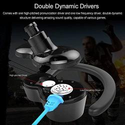 Festnight 3.5mm Gaming Headset, Dynamic Dual Driver Stereo Noise Isolating Earphone with Detachable Mic for Mobile Phone Laptop Desktop Computer Game