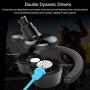 Festnight 3.5mm Gaming Headset, Dynamic Dual Driver Stereo Noise Isolating Earphone with Detachable Mic for Mobile Phone Laptop Desktop Computer Game