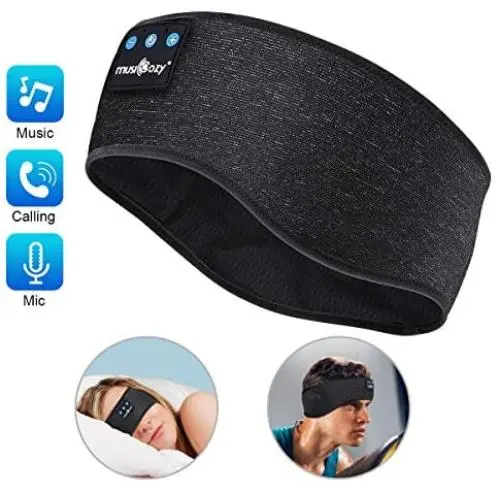 Sleep Headphones Bluetooth Sports Headband, Wireless Music Headband Headphones, IPX6 Waterproof Headphones with Mic for Sleeping Workout Running Insomnia Side Sleepers Travel AMSR Yoga Meditation