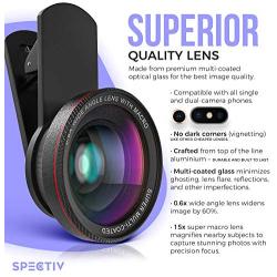 Spectiv 2 in 1 Phone Camera Lens Kit for iPhone, Samsung, Pixel, and Android (Upgraded Design), 0.6X Wide Angle + 15x Macro, Premium Design and Image Quality