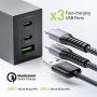 World’s Smallest 3-Port Laptop Wall Charger 65W USB-C & USB-A | Quick Charges: Laptops, Smartphones & Tablets Simultaneously | Includes Braided 5ft USB-C Cable | Made in NYC & Includes 18m Warranty