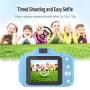 Kids Camera, Rechargeable Cute Kids Digital Video Camera Gifts, Mini Child Camcorder for Boys Girls with Shockproof Dual Lens 1080P 100-Degree Wide Angle, 4GB TF Card and Games