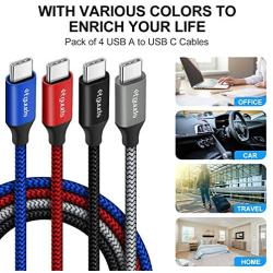 USB Type C Cable 3A Fast Charging [4-Pack, 6ft], etguuds Nylon Braided USB A to C Charger Cord for Samsung Galaxy S20 S10 S9 S8 Plus S10E, Note 10 9 8, A10e A20 A51 A71, Moto G8 G7 G6, LG G8