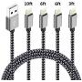 4 Pack (3ft,6ft,6ft,10ft) Nylon Braided Charging Cord Charger Compatible with PhoneX/8/8Plus 7/7 Plus/6s/6s Plus/6/6 Plus/5s/55se,Pad,Pod-Black+Grey