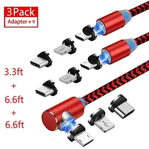 UGI Magnetic Charger Cable 3 in 1 Charging Cable Nylon Braided LED Lighting Cord Compatible with Android,Micro USB,Type C/USB C,i- OS Smartphone Devices (6.6ft L-Shape+3.3ft/6.6ft Straight,3 Pack) UGI Magnetic Charger Cable 3 in 1 Charging Cable Nylon Braided LED Lighting Cord Compatible with Android,Micro USB,Type C/USB C,i- OS Smartphone Devices (6.6ft L-Shape+3.3ft/6.6ft Straight,3 Pack)