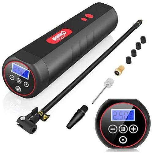 Oasser Air Compressor Portable Mini Air Inflator Hand Held Tire Pump 2000mAh with Digital LCD LED Light 12V AC DC Lithium Battery 120PSI 20Litres/Min for Car Bicycle Tires and Other Inflatables P1S