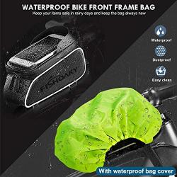 FISHOAKY Bike Front Frame Bags, Waterproof Bicycle Phone Mount Bag, Sensitive Touch Screen Sun Visor Large Capacity Top Tube Bike Bag Fits for iPhone X Xs Max 8 Plus Below 6.5"