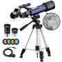 MAXLAPTER Telescope for Kids Adults Astronomy Beginners, 70mm Aperture Refractor Telescope for Astronomy, Portable Travel Telescope with Tripod, Smartphone Adapter, Two Eyepieces, Backpack